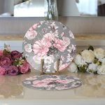 Realhomes Rengarenk Zemin Üzerinde Çiçek Desenli Dijital Baskılı Modern 2'li Yuvarlak Servis Altlığı - Supla Realhomes