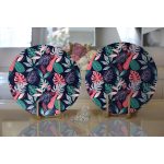 - Supla2li-8433-Gorsel2 - Realhomes Realhomes Renkli Zeminli Soyut Yaprak Desenli Dijital Baskılı Modern 2'li Yuvarlak Servis Altlığı - Supla Realhomes