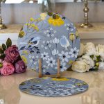 - Supla2li-8435-Gorsel1 - Realhomes Realhomes Rengarenk Zemin Üzerinde Çiçek Desenli Dijital Baskılı Modern 2'li Yuvarlak Servis Altlığı - Supla Realhomes