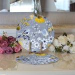 - Supla2li-8435-Gorsel3 - Realhomes Realhomes Rengarenk Zemin Üzerinde Çiçek Desenli Dijital Baskılı Modern 2'li Yuvarlak Servis Altlığı - Supla Realhomes