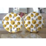 Realhomes Beyaz Zemin Üzerinde Gold Puantiyeli Yaprak Desenli 2'li Yuvarlak Servis Altlığı - Supla Realhomes