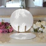 - Supla2li-8442-Gorsel3 - Realhomes Realhomes Pastel Zeminli Beyaz Yaprak Desenli Dijital Baskılı Modern 2'li Yuvarlak Servis Altlığı - Supla Realhomes