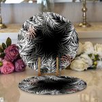 Realhomes Siyah Zemin Üzerinde Beyaz Yaprak Desenli 2'li Yuvarlak Servis Altlığı - Supla Realhomes