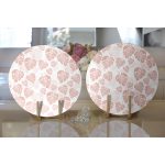 - Supla2li-8448-Gorsel2 - Realhomes Realhomes Pastel Zeminli Beyaz Yaprak Desenli Dijital Baskılı Modern 2'li Yuvarlak Servis Altlığı - Supla Realhomes