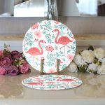 Realhomes Modern Flamingo Desenli Dijital Baskılı 2'li Yuvarlak Servis Altlığı - Supla Realhomes