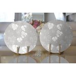 - Supla2li-8450-Gorsel2 - Realhomes Realhomes Gri Zeminli Beyaz Yaprak Desenli Dijital Baskılı Modern 2'li Yuvarlak Servis Altlığı - Supla Realhomes