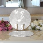 - Supla2li-8450-Gorsel3 - Realhomes Realhomes Gri Zeminli Beyaz Yaprak Desenli Dijital Baskılı Modern 2'li Yuvarlak Servis Altlığı - Supla Realhomes