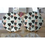 Realhomes Renkli Zeminli Siyah Yaprak Desneli Dijital Baskılı Modern 2'li Yuvarlak Servis Altlığı - Supla Realhomes