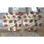 - Supla2li-8456-Gorsel2 - Realhomes Realhomes Beyaz Zemin Üzerinde Kozalak Desenli Dijital Baskılı Modern 2'li Yuvarlak Servis Altlığı - Supla Realhomes