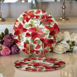 - Supla2li-8462-Gorsel1 - Realhomes Realhomes Beyaz Zeminli Renkli Yaprak Desenli Dijital Baskılı Modern 2'li Yuvarlak Servis Altlığı - Supla Realhomes