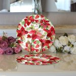 - Supla2li-8462-Gorsel3 - Realhomes Realhomes Beyaz Zeminli Renkli Yaprak Desenli Dijital Baskılı Modern 2'li Yuvarlak Servis Altlığı - Supla Realhomes