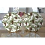 - Supla2li-8463-Gorsel2 - Realhomes  Realhomes Beyaz Zemin Üzerinde Kozalak Desenli Dijital Baskılı Modern 2'li Yuvarlak Servis Altlığı - Supla Realhomes