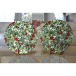 Realhomes Beyaz Zemin Üzerinde Yaprak Desenli Kiraz Motifli Modern 2'li Yuvarlak Servis Altlığı - Supla Realhomes