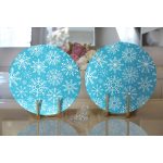 - Supla2li-8476-Gorsel2 - Realhomes Realhomes Mavi Zeminli Beyaz Kartanesi Desenli Dijital Baskılı Modern 2'li Yuvarlak Servis Altlığı - Supla Realhomes