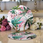 - Supla2li-8477-Gorsel1 - Realhomes Realhomes Beyaz Zemin Üzerinde Yeşil Yaprak Desenli 2'li Yuvarlak Servis Altlığı - Supla Realhomes