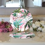 - Supla2li-8477-Gorsel3 - Realhomes Realhomes Beyaz Zemin Üzerinde Yeşil Yaprak Desenli 2'li Yuvarlak Servis Altlığı - Supla Realhomes