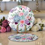 Realhomes Beyaz Zemin Üzerinde Rengarenk Çiçek Desenli 2'li Yuvarlak Servis Altlığı - Supla Realhomes