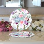 Realhomes Beyaz Zemin Üzerinde Rengarenk Çiçek Desenli 2'li Yuvarlak Servis Altlığı - Supla Realhomes