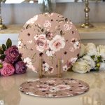 Realhomes Pastel Zeminli Rengarenk Çiçek Desenli Dijital Baskılı Modern 2'li Yuvarlak Servis Altlığı - Supla Realhomes