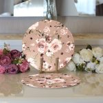 Realhomes Pastel Zeminli Rengarenk Çiçek Desenli Dijital Baskılı Modern 2'li Yuvarlak Servis Altlığı - Supla Realhomes