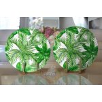 Realhomes Beyaz Zemin Üzerinde Yeşil Yaprak Desenli 2'li Yuvarlak Servis Altlığı - Supla Realhomes