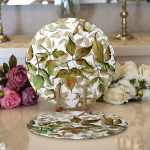 - Supla2li-8486-Gorsel1 - Realhomes Realhomes Beyaz Zeminli Sonbahar Yaprak Desenli Dijital Baskılı Modern 2'li Yuvarlak Servis Altlığı - Supla Realhomes