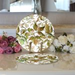 - Supla2li-8486-Gorsel3 - Realhomes Realhomes Beyaz Zeminli Sonbahar Yaprak Desenli Dijital Baskılı Modern 2'li Yuvarlak Servis Altlığı - Supla Realhomes