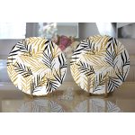 Realhomes Beyaz Zemin Üzerinde Gold Detaylı Yaprak Desenli Modern 2'li Yuvarlak Servis Altlığı - Supla Realhomes