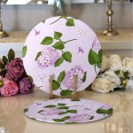 - Supla2li-8494-Gorsel1 - Realhomes  Realhomes Rengarenk Zemin Üzerinde Yeşil Yapraklı Çiçek Desenli Modern 2'li Yuvarlak Servis Altlığı - Supla Realhomes