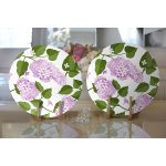 Realhomes Beyaz Zemin Üzerinde Yeşil Yapraklı Çiçek Desenli Modern 2'li Yuvarlak Servis Altlığı - Supla Realhomes