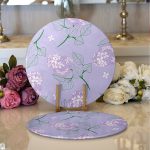 - Supla2li-8496-Gorsel1 - Realhomes Realhomes Renkli Zemin Üzerinde Yaprak Desenli Dijital Baskılı Modern 2'li Yuvarlak Servis Altlığı - Supla Realhomes