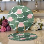 - Supla2li-8499-Gorsel1 - Realhomes Realhomes Beyaz Zemin Üzerinde Yeşil Yaprak Desenli 2'li Yuvarlak Servis Altlığı - Supla Realhomes