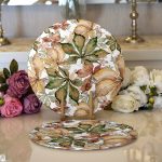 - Supla2li-8504-Gorsel1 - Realhomes Realhomes Beyaz Zeminli Sonbahar Yaprak Desenli Dijital Baskılı Modern 2'li Yuvarlak Servis Altlığı - Supla Realhomes