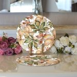 - Supla2li-8504-Gorsel3 - Realhomes Realhomes Beyaz Zeminli Sonbahar Yaprak Desenli Dijital Baskılı Modern 2'li Yuvarlak Servis Altlığı - Supla Realhomes