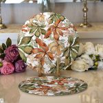 - Supla2li-8506-Gorsel1 - Realhomes Realhomes Beyaz Zeminli Sonbahar Yaprak Desenli Dijital Baskılı Modern 2'li Yuvarlak Servis Altlığı - Supla Realhomes