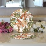 - Supla2li-8506-Gorsel3 - Realhomes Realhomes Beyaz Zeminli Sonbahar Yaprak Desenli Dijital Baskılı Modern 2'li Yuvarlak Servis Altlığı - Supla Realhomes