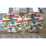 Realhomes Beyaz Zemin Üzerinde Renkli Çizgili Dijital Baskılı Modern 2'li Yuvarlak Servis Altlığı - Supla Realhomes