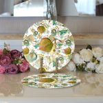 - Supla2li-8512-Gorsel3 - Realhomes Realhomes Beyaz Zeminli Sonbahar Yaprak Desenli Dijital Baskılı Modern 2'li Yuvarlak Servis Altlığı - Supla Realhomes