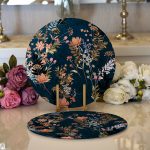 - Supla2li-8516-Gorsel1 - Realhomes Realhomes Rengarenk Zemin Üzerinde Çiçek Desenli Dijital Baskılı Modern 2'li Yuvarlak Servis Altlığı - Supla Realhomes