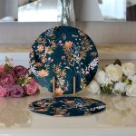 - Supla2li-8516-Gorsel3 - Realhomes Realhomes Rengarenk Zemin Üzerinde Çiçek Desenli Dijital Baskılı Modern 2'li Yuvarlak Servis Altlığı - Supla Realhomes