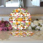 - Supla2li-8520-Gorsel3 - Realhomes Realhomes Beyaz Zemin Üzerinde Siyah Çizgili Bal Kabağı Desenli 2'li Yuvarlak Servis Altlığı - Supla Realhomes