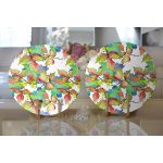 Realhomes Beyaz Zeminli Renkli Yaprak Desenli Dijital Baskılı Modern 2'li Yuvarlak Servis Altlığı - Supla Realhomes