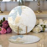 Realhomes Beyaz Zemin Üzerinde Mermer Desenli Dijital Baskılı Modern 2'li Yuvarlak Servis Altlığı - Supla Realhomes