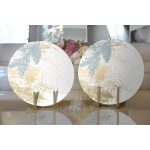 Realhomes Beyaz Zemin Üzerinde Mermer Desenli Dijital Baskılı Modern 2'li Yuvarlak Servis Altlığı - Supla Realhomes