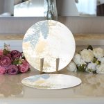 Realhomes Beyaz Zemin Üzerinde Mermer Desenli Dijital Baskılı Modern 2'li Yuvarlak Servis Altlığı - Supla Realhomes