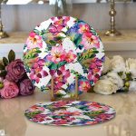 - Supla2li-8537-Gorsel1 - Realhomes Realhomes Beyaz Zemin Üzerinde Rengarenk Çiçek Desenli 2'li Yuvarlak Servis Altlığı - Supla Realhomes