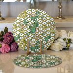 - Supla2li-8538-Gorsel1 - Realhomes Realhomes Beyaz Zemin Üzerinde Yeşil Puantiyeli Yaprak Desenli 2'li Yuvarlak Servis Altlığı - Supla Realhomes