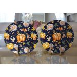 Realhomes Renkli Zeminli Bal Kabağı Desenli Dijital Baskılı Modern 2'li Yuvarlak Servis Altlığı - Supla Realhomes