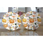 Realhomes Beyaz Zeminli Bal Kabağı Desenli Dijital Baskılı Modern 2'li Yuvarlak Servis Altlığı - Supla Realhomes