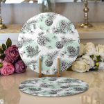 - Supla2li-8542-Gorsel1 - Realhomes  Realhomes Beyaz Zemin Üzerinde Renkli Puantiyeli Kozalak Desenli 2'li Yuvarlak Servis Altlığı - Supla Realhomes